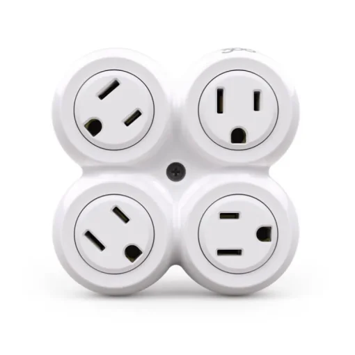 360 Electrical White Plastic Revolve Basic Multi-Outlet Grounded 4 Outlets Tap