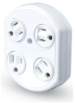 360 Electrical White Plastic Revolve Basic Multi-Outlet Grounded 4 Outlets Tap