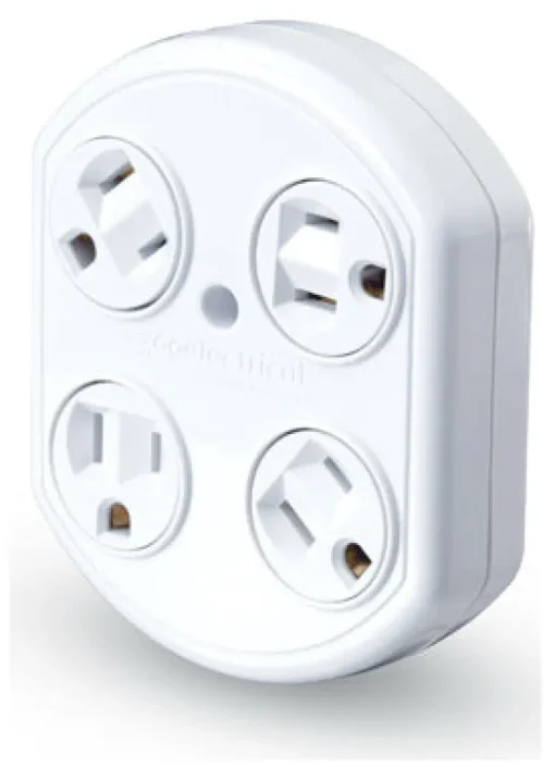 360 Electrical White Plastic Revolve Basic Multi-Outlet Grounded 4 Outlets Tap