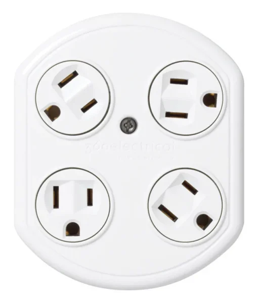 360 Electrical White Plastic Revolve Basic Multi-Outlet Grounded 4 Outlets Tap