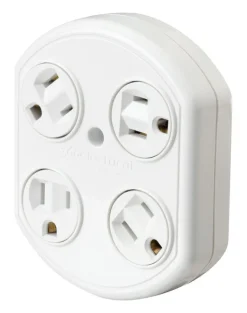360 Electrical White Plastic Revolve Basic Multi-Outlet Grounded 4 Outlets Tap