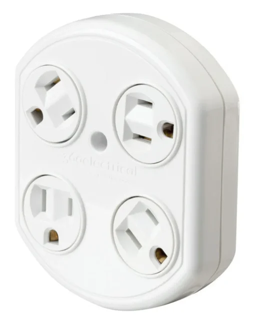 360 Electrical White Plastic Revolve Basic Multi-Outlet Grounded 4 Outlets Tap
