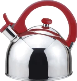 Acacia Red Stainless Steel 2.1Qts. Tea Kettle