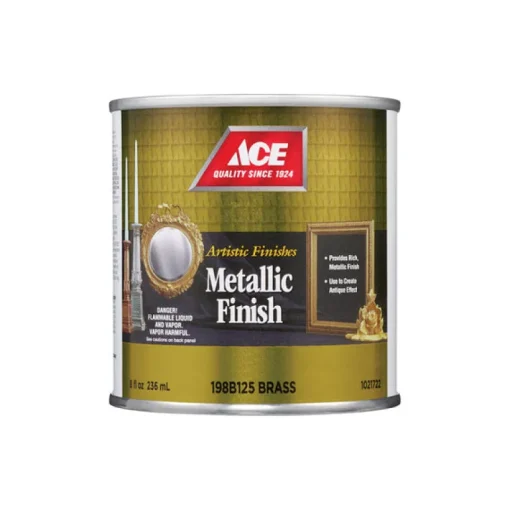 Ace Artistic Finishes Metallic Brass Solvent-based Paint Interior 688 g/L 1/2 pt (Pack of 6)