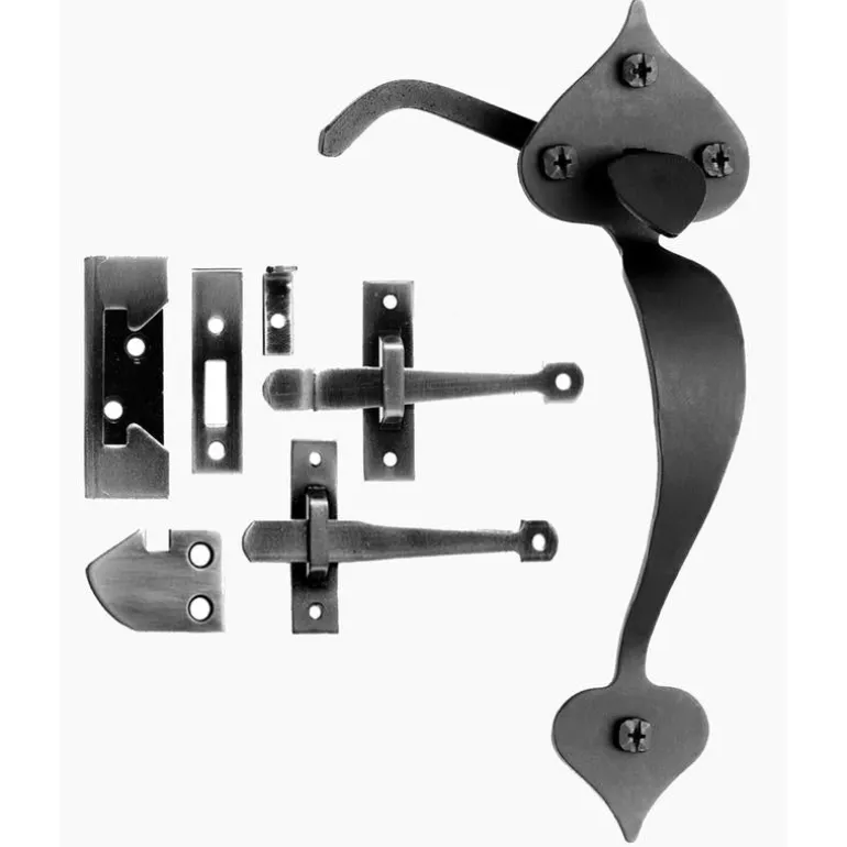 Acorn Matte Black Forged Iron Rim Latch