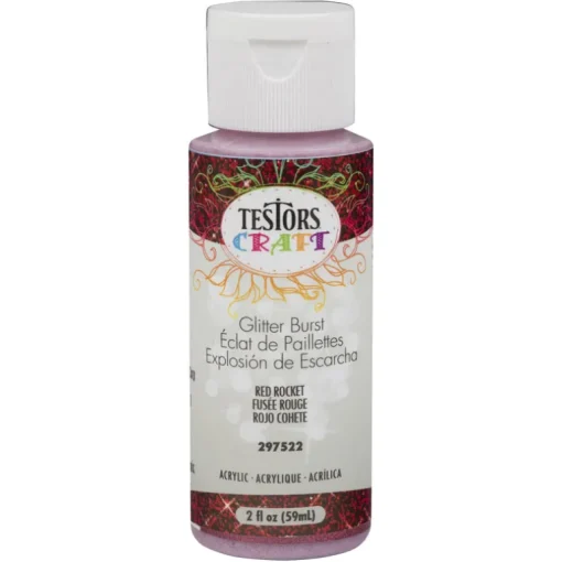 Acrylic Craft Paint, 2-oz., Glitter Burst Red Rocket