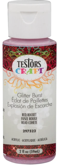 Acrylic Craft Paint, 2-oz., Glitter Burst Red Rocket