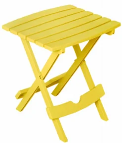 Adams Quik-Fold Rectangular Yellow Resin Folding Side Side Table
