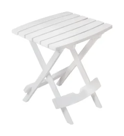 Adams Quik-Fold White Rectangular Resin Folding Side Table