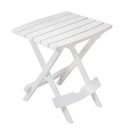Adams Quik-Fold White Rectangular Resin Folding Side Table
