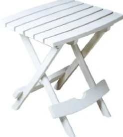 Adams Quik-Fold White Rectangular Resin Folding Side Table