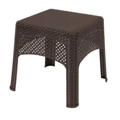 Adams Square Brown Polyresin Woven Side Table
