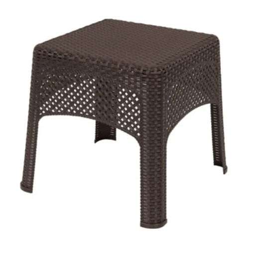Adams Square Brown Polyresin Woven Side Table