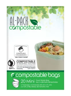 Al-Pack Compostable 2.6 gal Compost Bags Flat Top 20 pk