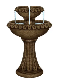 Alpine Polyresin Brown 24 in. H Pedestal Fountain