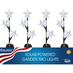 Alpine Acrylic Assorted Solar Star Trio Garden Stake (Pack of 20)