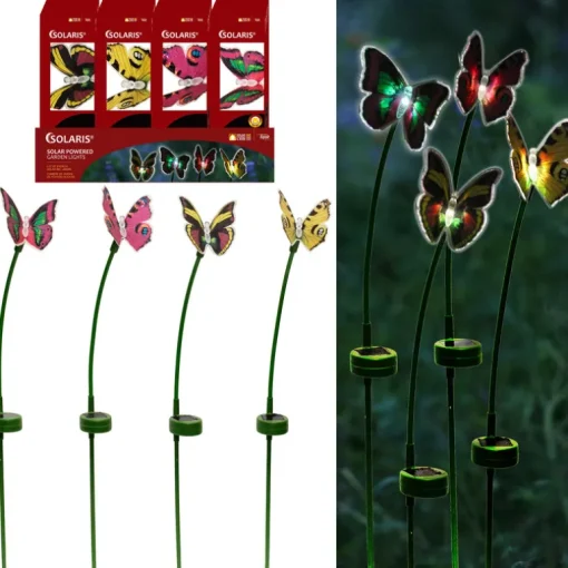 Alpine Assorted Plastic 24 in. H Butterfly Solar Garden Stake (Pack of 16)
