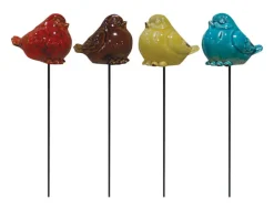 Alpine Ceramic Assorted 15 in. H Bird Decorative Garden Stakes (Pack of 12)