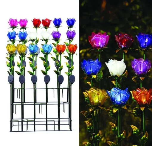 Alpine Glass Multi-color 33 in. H Tulip Petals Outdoor Garden Stake (Pack of 18)