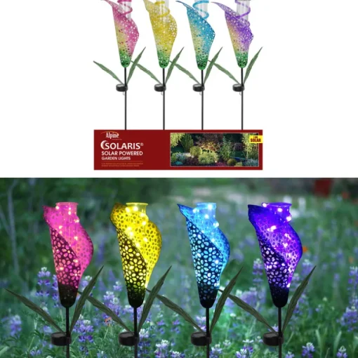 Alpine Glass/Metal Assorted 36 in. H Flower Rain Gauge Garden Stake (Pack of 8)