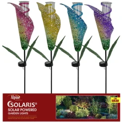 Alpine Glass/Metal Assorted 36 in. H Flower Rain Gauge Garden Stake (Pack of 8)