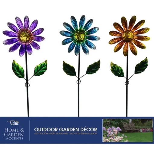 Alpine Metal Assorted 32 in. H Daisy Outdoor Garden Stake (Pack of 12)