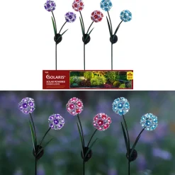 Alpine Metal Assorted 33 in. H Twin Hydrangea Solar Garden Stake (Pack of 12)