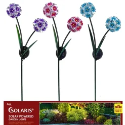 Alpine Metal Assorted 33 in. H Twin Hydrangea Solar Garden Stake (Pack of 12)