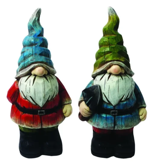 Alpine Resin Assorted 17 in. Garden Gnome Statue (Pack of 2)