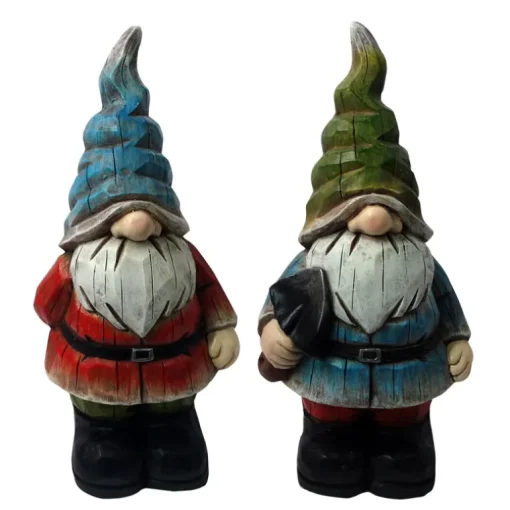 Alpine Resin Assorted 17 in. Garden Gnome Statue (Pack of 2)