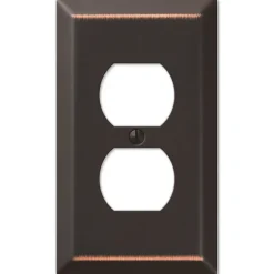 Amerelle Century Aged Bronze 1 gang Stamped Steel Duplex Wall Plate 1 pk