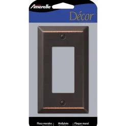 Amerelle Century Aged Bronze 1 gang Stamped Steel Decorator Wall Plate 1 pk