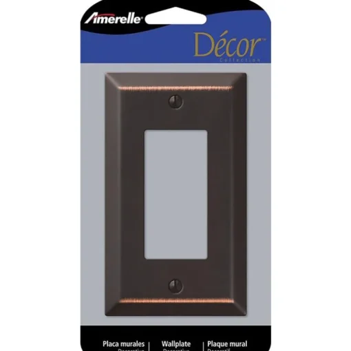 Amerelle Century Aged Bronze 1 gang Stamped Steel Decorator Wall Plate 1 pk