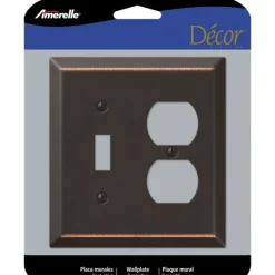 Amerelle Century Aged Bronze Stamped Steel 2-Gang Square Toggle Wallplate 4.56 W x 4.94 H in.