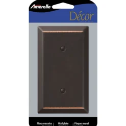 Amerelle Century Aged Bronze 1 gang Stamped Steel Blank Wall Plate 1 pk