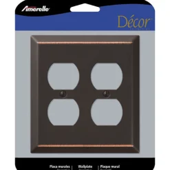Amerelle Century Aged Bronze 2 gang Stamped Steel Duplex Wall Plate 1 pk