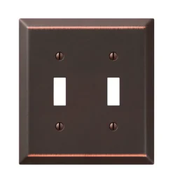 Amerelle Century Antique Bronze 2 gang Stamped Steel Toggle Wall Plate 1 pk