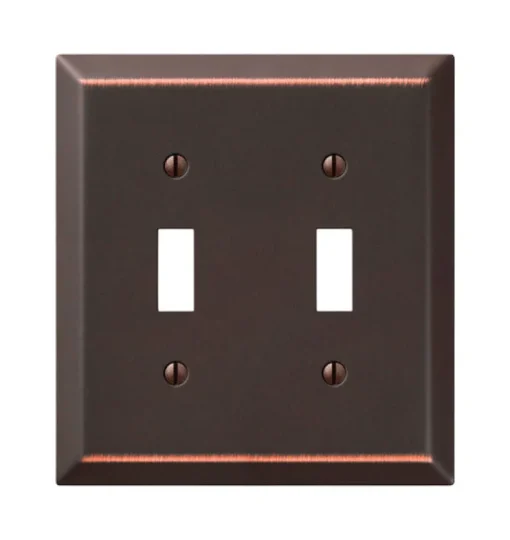 Amerelle Century Antique Bronze 2 gang Stamped Steel Toggle Wall Plate 1 pk