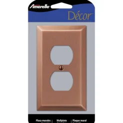 Amerelle Century Antique Copper 1 gang Stamped Steel Duplex Wall Plate 1 pk