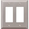 Amerelle Century Brushed Nickel 2 gang Stamped Steel Decorator Wall Plate 1 pk