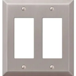 Amerelle Century Brushed Nickel 2 gang Stamped Steel Decorator Wall Plate 1 pk