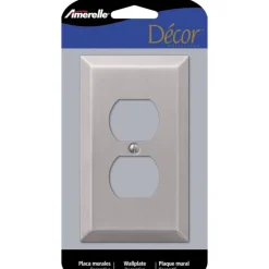 Amerelle Century Brushed Nickel 1 gang Stamped Steel Duplex Wall Plate 1 pk