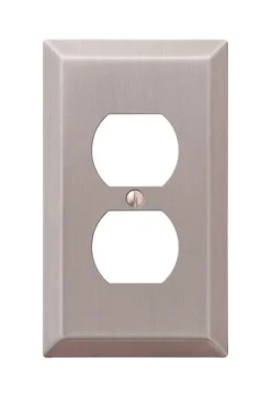 Amerelle Century Brushed Nickel 1 gang Stamped Steel Duplex Wall Plate 1 pk