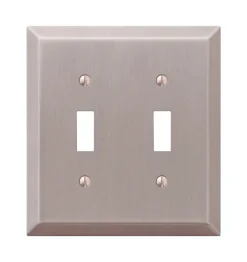 Amerelle Century Brushed Nickel 2 gang Stamped Steel Toggle Wall Plate 1 pk