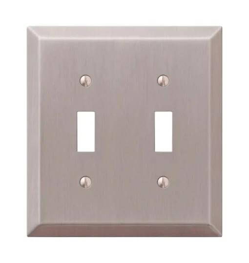 Amerelle Century Brushed Nickel 2 gang Stamped Steel Toggle Wall Plate 1 pk