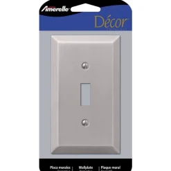Amerelle Century Brushed Nickel 1 gang Stamped Steel Toggle Wall Plate 1 pk