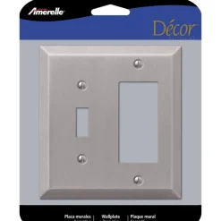 Amerelle Century Brushed Nickel 2 gang Stamped Steel Toggle Wall Plate 1 pk