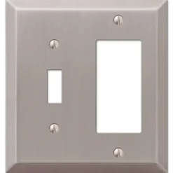 Amerelle Century Brushed Nickel 2 gang Stamped Steel Toggle Wall Plate 1 pk