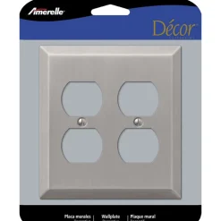 Amerelle Century Brushed Nickel 2 gang Stamped Steel Duplex Wall Plate 1 pk