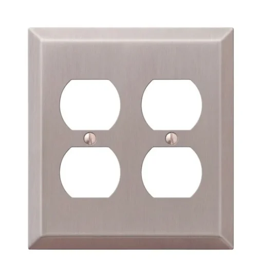 Amerelle Century Brushed Nickel 2 gang Stamped Steel Duplex Wall Plate 1 pk